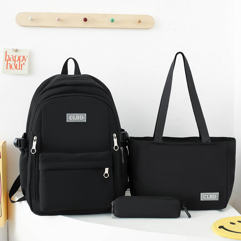 Rucsac școlar unisex din nailon, impermeabil, rezistent la uzură, reduce încărcarea și oferă susținere pentru coloana, căptușeală din poliester, design monocrom