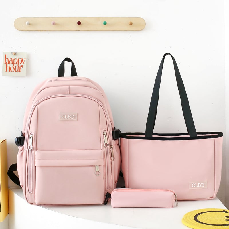 Rucsac școlar unisex din nailon, impermeabil, rezistent la uzură, reduce încărcarea și oferă susținere pentru coloana, căptușeală din poliester, design monocrom