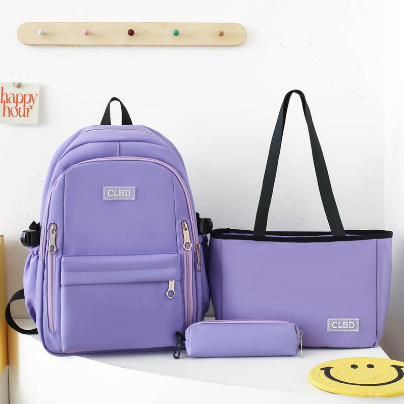 Rucsac școlar unisex din nailon, impermeabil, rezistent la uzură, reduce încărcarea și oferă susținere pentru coloana, căptușeală din poliester, design monocrom