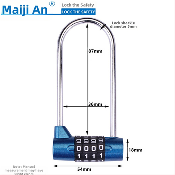 Μηχανική κλειδαριά με κωδικό από ψευδάργύρου κράμα, μοντέλο ZCU9541-9544, πάχος 5 mm της ράβδου κλειδώματος, απόσταση 36 mm μεταξύ ράβδων, κατάλληλη για ντουλάπια αρχείων, ντουλάπια και τσάντες γυμναστηρίου