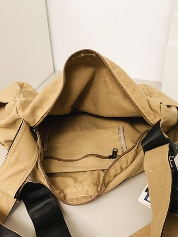 MJH Τσάντα από καμβά με φερμουάρ, αστικός μινιμαλισμός, μορφή dumpling, μεσαίου μεγέθους, εσωτερικές θήκες για κινητό και ταυτότητα, επένδυση πολυεστέρα