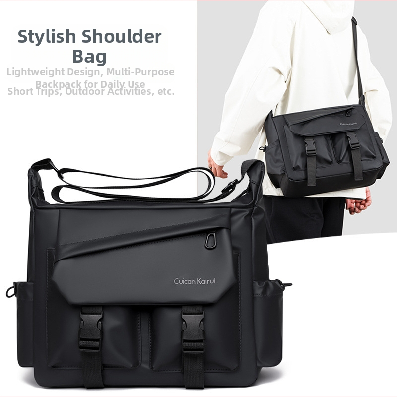 Vīriešu plecu soma – ūdensnecaurlaidīga, liela ietilpība, korejiešu stila modes, ultra viegla, nodilumizturīga (Materiāls: ādas plēve; Odere: poliesters; Ūdensnecaurlaidība; Ultra vieglums; Nodiluma izturība)