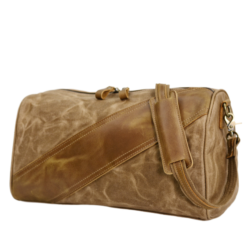 Geantă de bărbați din canvas, crossbody cilindrică, impermeabilă, încape un laptop de 12 inchi, MAKETINA/Mike Dina, model 5180