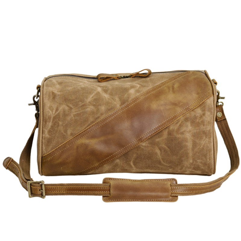 Geantă de bărbați din canvas, crossbody cilindrică, impermeabilă, încape un laptop de 12 inchi, MAKETINA/Mike Dina, model 5180