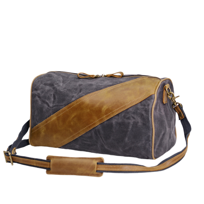 Geantă de bărbați din canvas, crossbody cilindrică, impermeabilă, încape un laptop de 12 inchi, MAKETINA/Mike Dina, model 5180