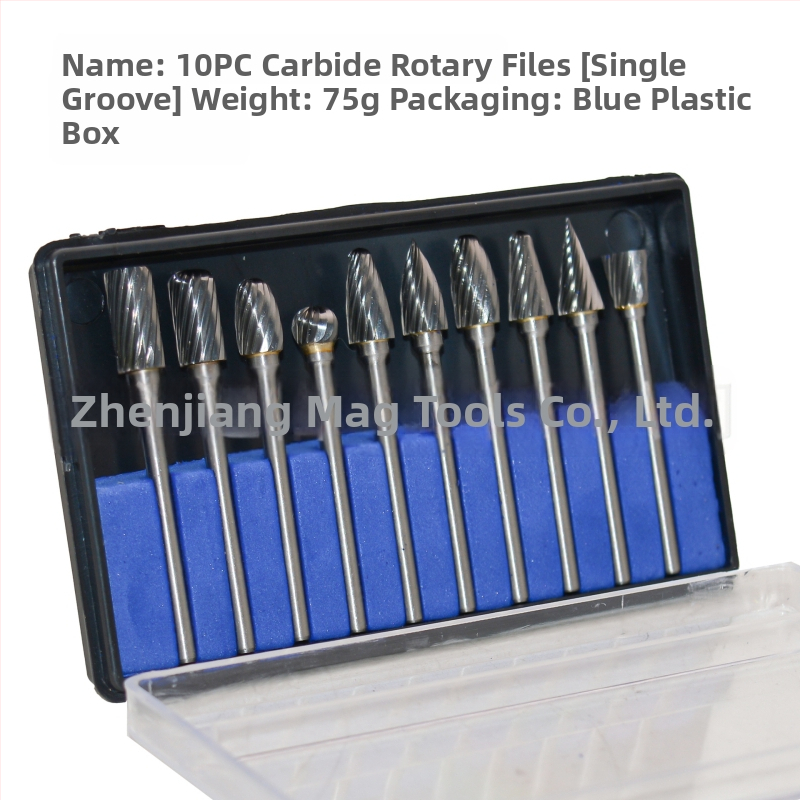 10 vnt. rotacinių failų rinkinys su vieno ir dviejų griovių, kieto lydinio volframo plieno frezavimo įrankis, CNC įrankis frezavimui, tinka plienui ir aliuminiui