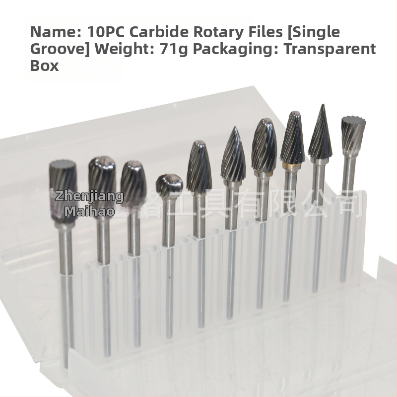 10 vnt. rotacinių failų rinkinys su vieno ir dviejų griovių, kieto lydinio volframo plieno frezavimo įrankis, CNC įrankis frezavimui, tinka plienui ir aliuminiui