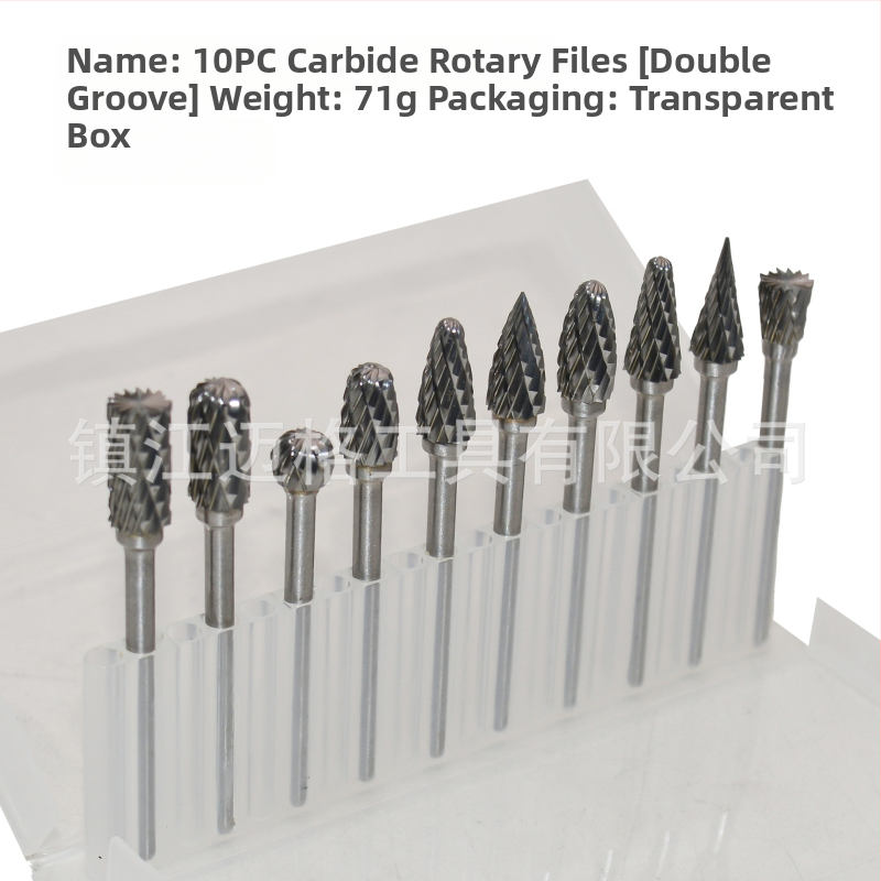 10 vnt. rotacinių failų rinkinys su vieno ir dviejų griovių, kieto lydinio volframo plieno frezavimo įrankis, CNC įrankis frezavimui, tinka plienui ir aliuminiui