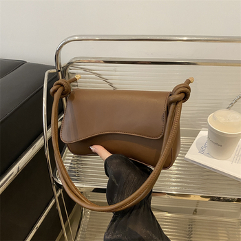 Τσάντα ώμου με στυλ δρόμου, PU, οριζόντια τετράγωνο σχήμα, κάλυμμα με άνοιγμα, εσωτερική θήκη για κινητό