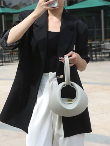 PU anyagú félhold alakú designer kézitáska, mágneszárral, telefontárolóval, utcai divat-stílus