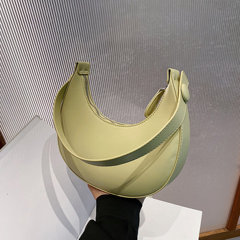 Τσαντάκι με σχήμα φεγγαριού από PU, φερμουάρ, θήκη κινητού, αστικός μινιμαλισμός, Καλοκαίρι 2024