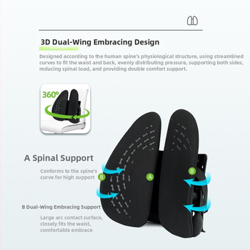 Лумбална опора за офис стол - пълнеж от паметен памук, калъф полиестер, едноцветна, подходяща за всички сезони, универсална съвместимост