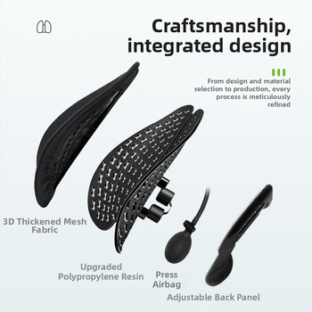 Лумбална опора за офис стол - пълнеж от паметен памук, калъф полиестер, едноцветна, подходяща за всички сезони, универсална съвместимост