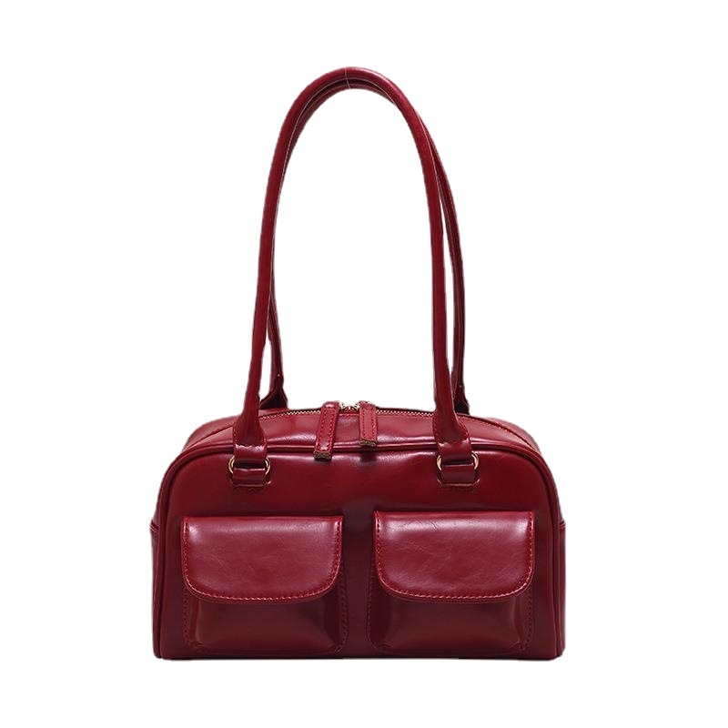 Ženska PU kvadratna torbica s poklopcem, zatvaračem i dvostrukim remenima