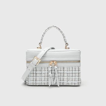 Vilnonė rankinė su dėžutės forma, užtrauktukas, medvilninė įdaila, pavasaris 2025