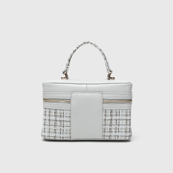 Vilnonė rankinė su dėžutės forma, užtrauktukas, medvilninė įdaila, pavasaris 2025