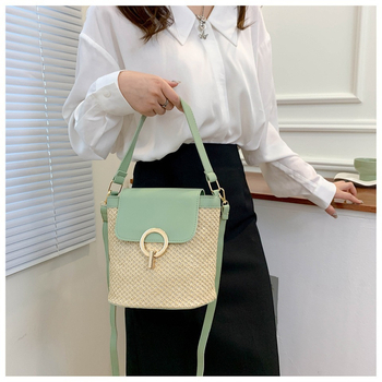 Ženska PU bucket torbica s poklopcem, gradski stil, vertikalni kvadratni oblik, zatvarač, poliester podstava