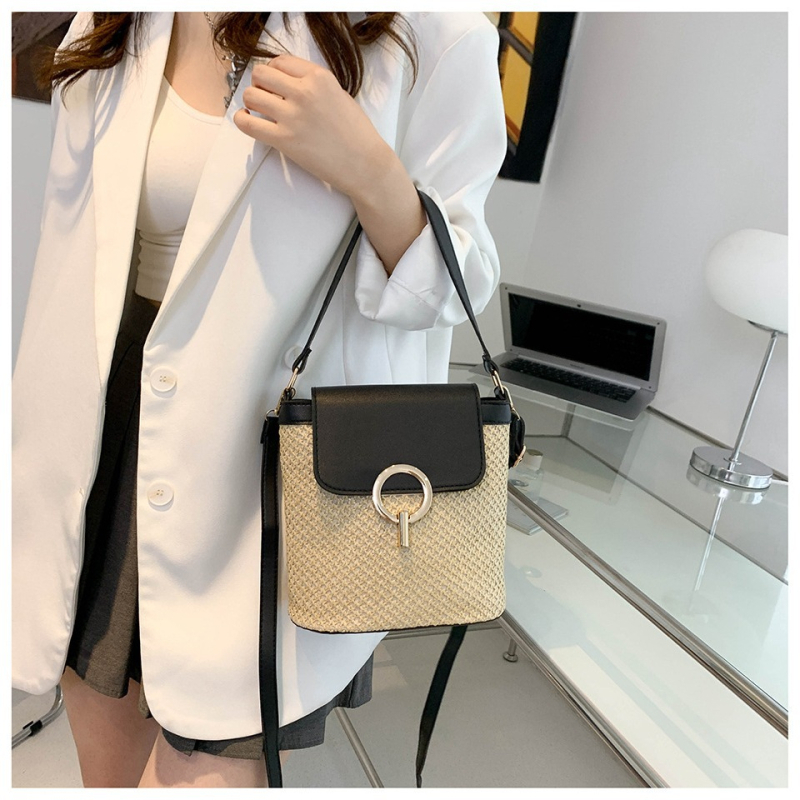 Ženska PU bucket torbica s poklopcem, gradski stil, vertikalni kvadratni oblik, zatvarač, poliester podstava