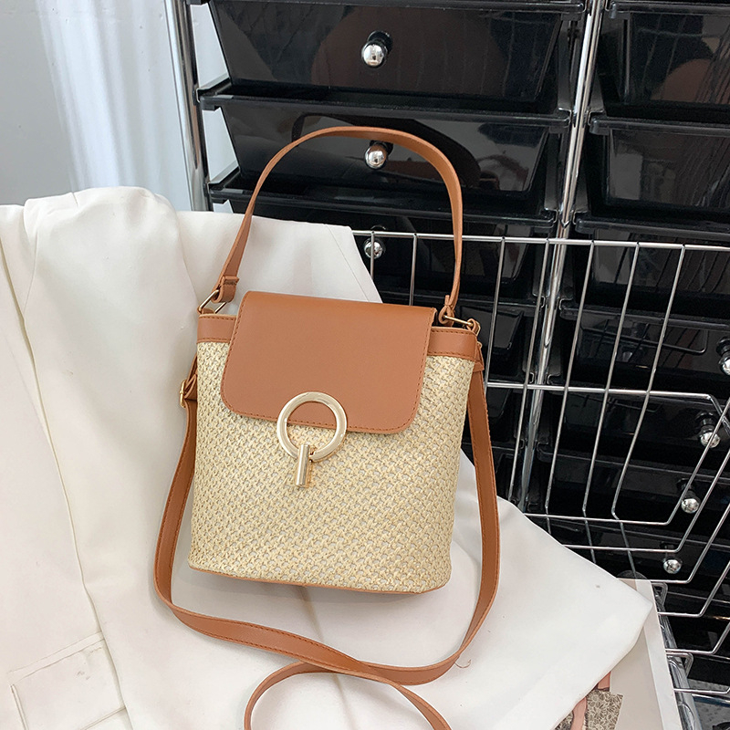 Ženska PU bucket torbica s poklopcem, gradski stil, vertikalni kvadratni oblik, zatvarač, poliester podstava