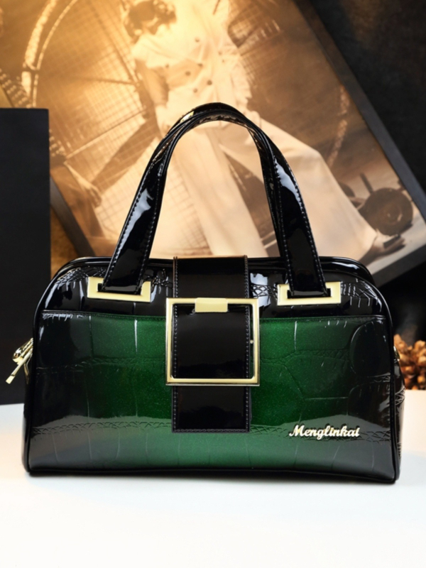 Ženska torbica od PU kože, Boston torba, jastučast oblik, zatvarač, poliester podstava, inspirirano književno-umjetničkim stilom