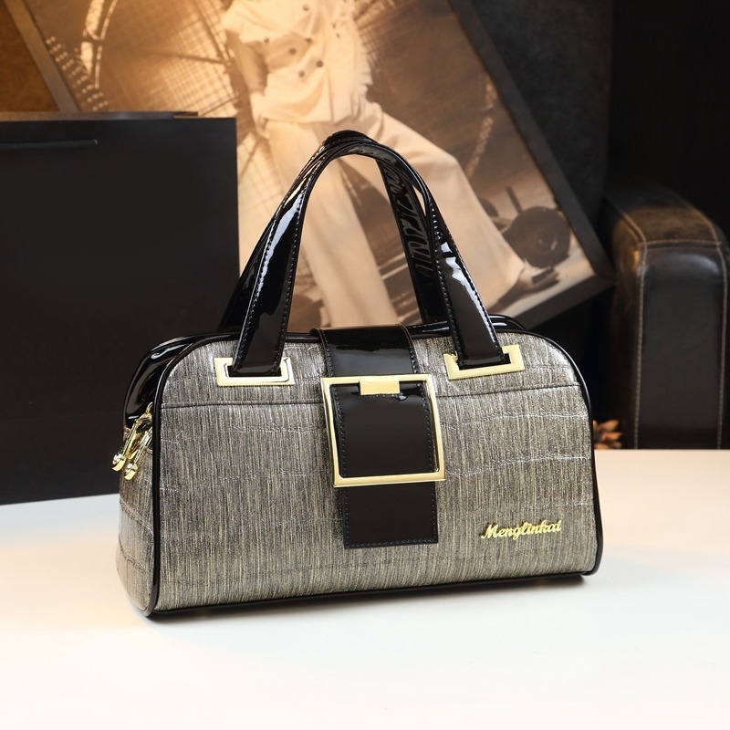 Ženska torbica od PU kože, Boston torba, jastučast oblik, zatvarač, poliester podstava, inspirirano književno-umjetničkim stilom