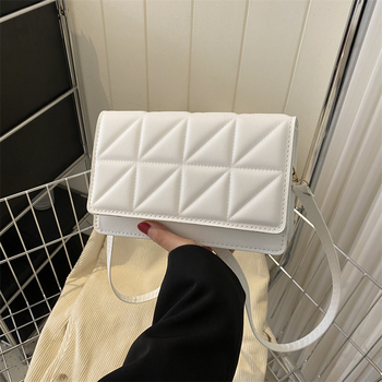 Τσάντα ώμου από PU δέρμα σε στυλ street trend, οριζόντια τετράγωνη μορφή, εσωτερική θήκη για κινητό, θήκη με καπάκι, με μία ιμάντα