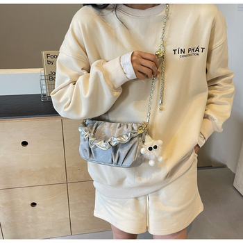 Τσάντα ώμου από PU, οριζόντια τετράγωνη σχήματος, με φερμουάρ, επένδυση πολυεστέρα, εσωτερική θήκη με φερμουάρ, διπλά λουριά