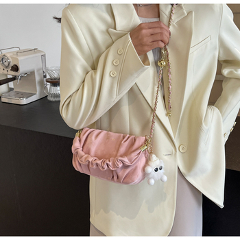 Τσάντα ώμου από PU, οριζόντια τετράγωνη σχήματος, με φερμουάρ, επένδυση πολυεστέρα, εσωτερική θήκη με φερμουάρ, διπλά λουριά