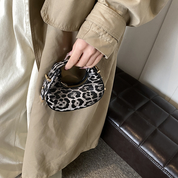 Torba od PU u obliku polumjeseca, leopard uzorak, ulični stil, zatvarač