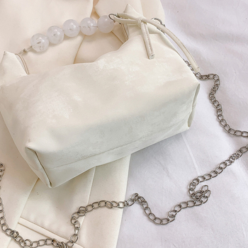 Τσαντάκι-κούβα με χάντρες και αλυσίδα, PU υλικό, επένδυση πολυεστέρα, θήκη για κινητό