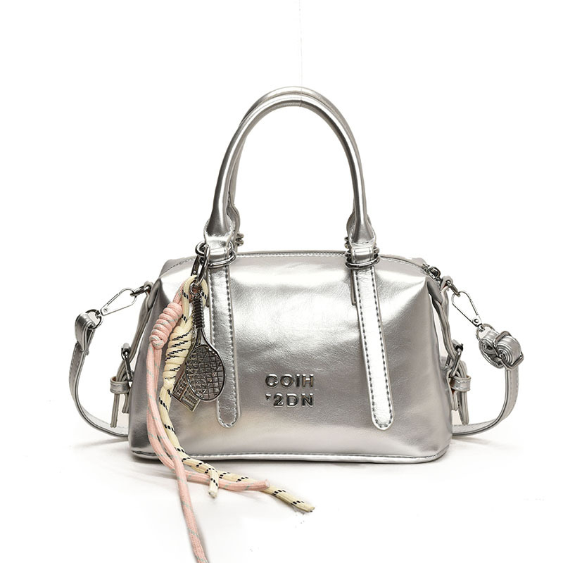 Moterų rankinė per petį Boston stiliaus | miesto paprastumas, PU medžiaga, horizontali kvadrato forma, užtrauktuko atverimas, vidinė kišenė su užtrauktuku