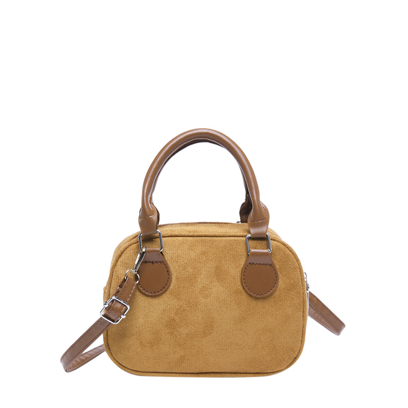 Korejskog stila vunena crossbody torba, jastučastog oblika, Boston torba s zatvaračem, unutarnji džepovi za telefon i osobnu iskaznicu