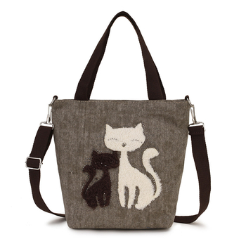 Moterų crossbody krepšys iš drobės su gyvūnų raštu, užtrauktukas, vertikalios kvadrato formos