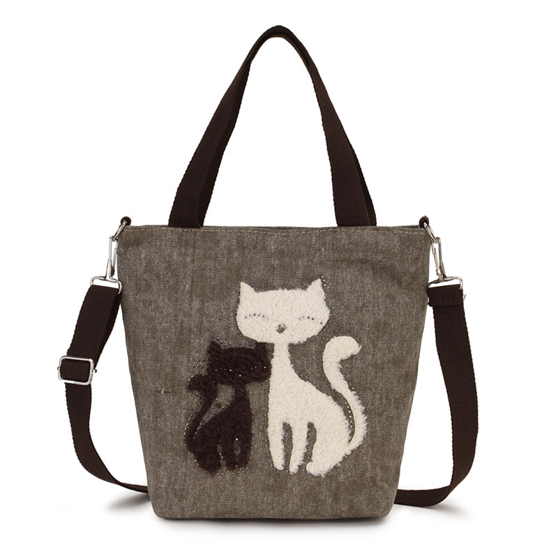 Sieviešu plecu soma no auduma ar dzīvnieku rakstu, rāvējslēdzējs, vertikāla kvadrātforma