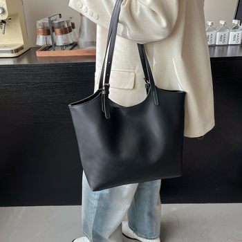 Γυναικεία Τσάντα Ώμου, Tote, σχήμα κουβά, PU υλικό, μαγνητικό κλείσιμο, εσωτερική θήκη για κινητό, διπλοί ιμάντες, αστικός μινιμαλισμός, άνοιξη 2025