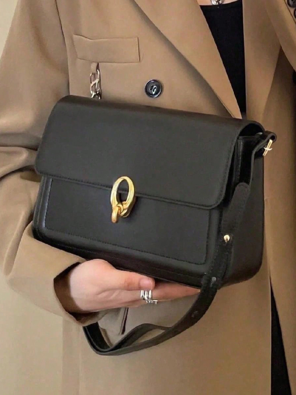 Geantă Butterfly pentru subraț, material PU, formă verticală pătrată, închidere cu lacăt, buzunare interne pentru telefon și ID