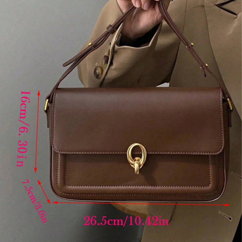 Geantă Butterfly pentru subraț, material PU, formă verticală pătrată, închidere cu lacăt, buzunare interne pentru telefon și ID