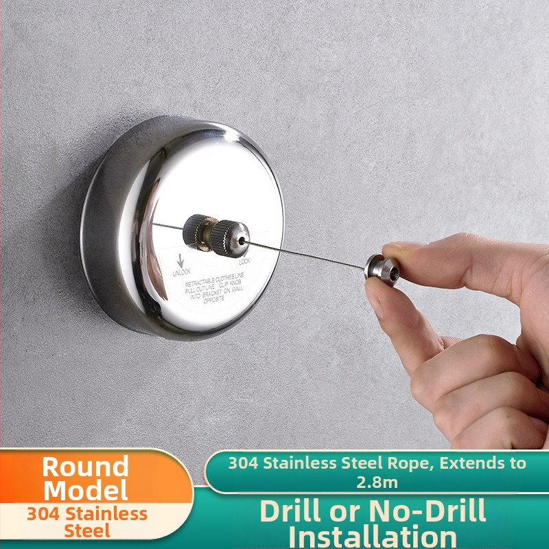 Разтегателна стенна сушалка за дрехи, 304 неръждаема стомана, скрит монтаж, за баня и балкон