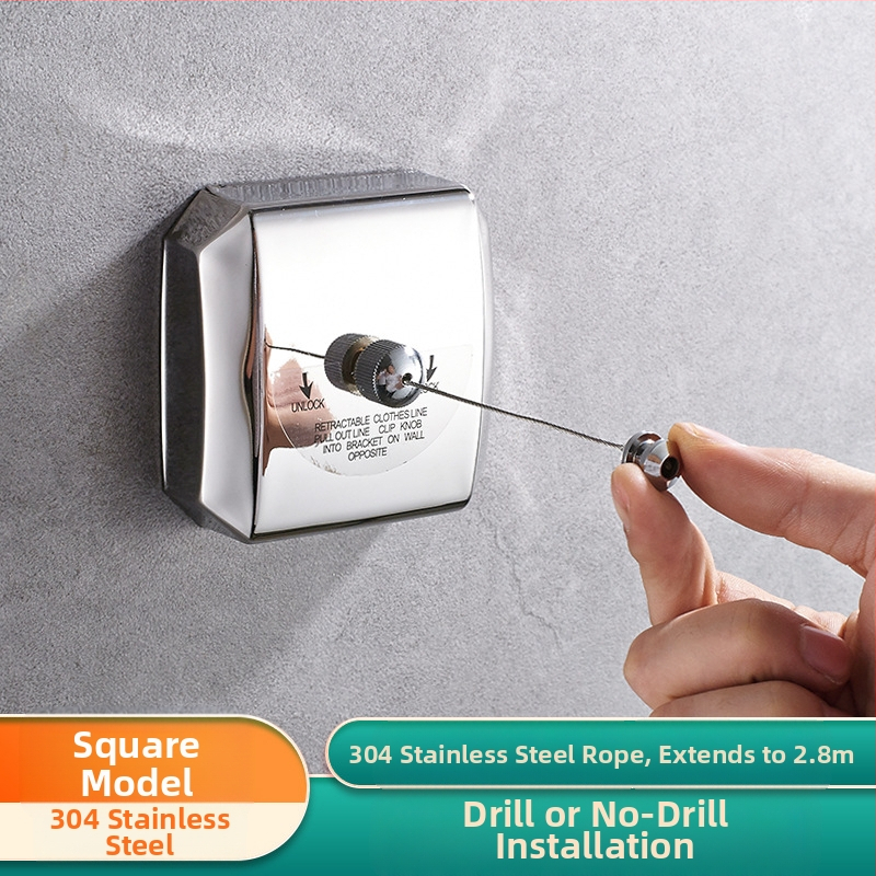 Разтегателна стенна сушалка за дрехи, 304 неръждаема стомана, скрит монтаж, за баня и балкон