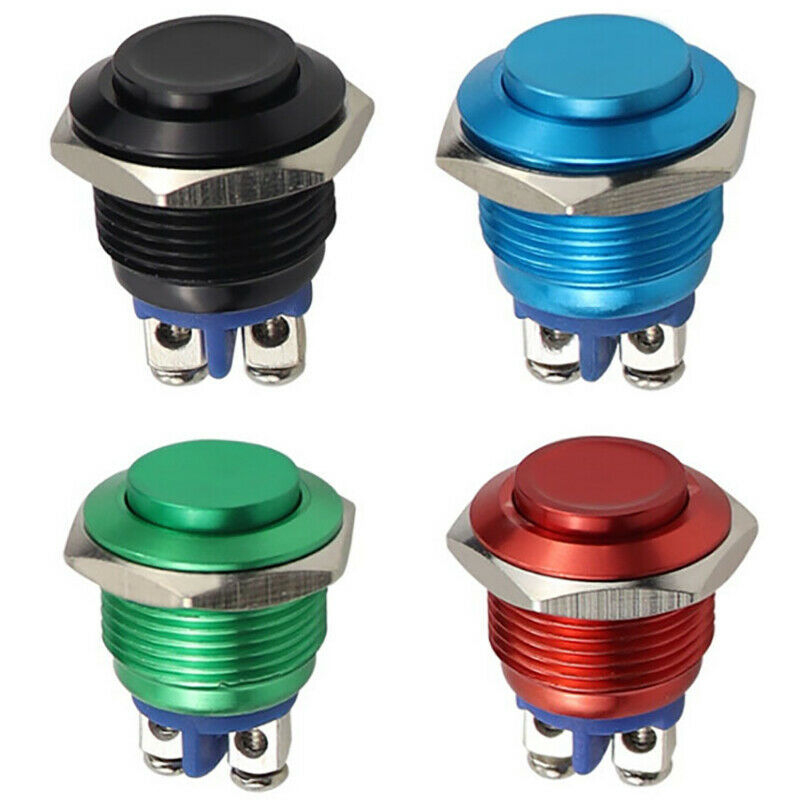 Comutator cu buton metalic, bi-metal, auto-resetare, montaj cu picior cu șurub
