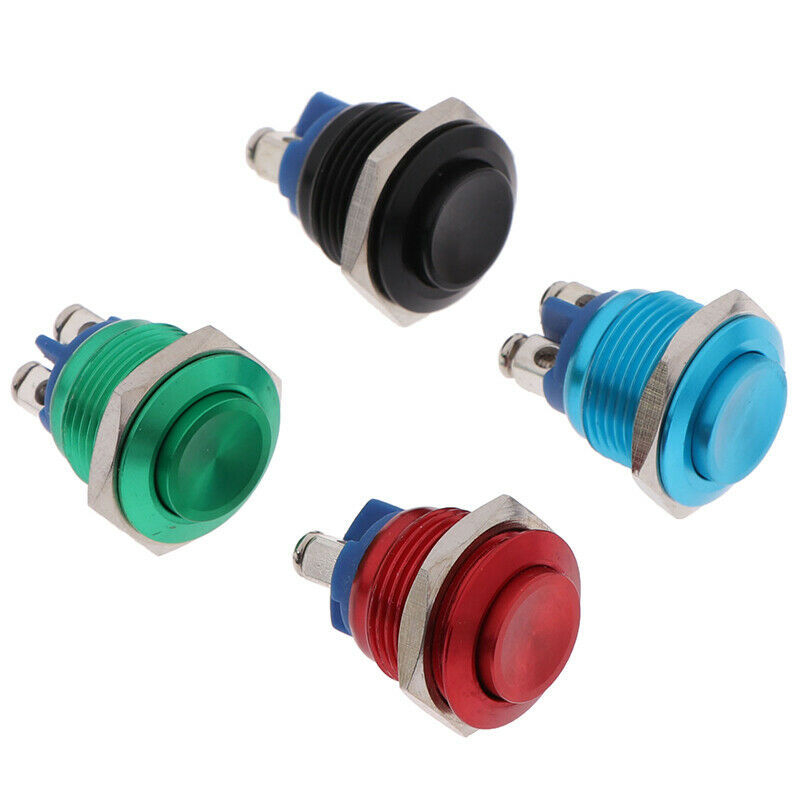 Comutator cu buton metalic, bi-metal, auto-resetare, montaj cu picior cu șurub