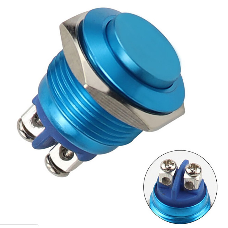 Comutator cu buton metalic, bi-metal, auto-resetare, montaj cu picior cu șurub
