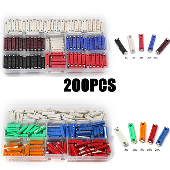 Automobilių vamzdiniai saugikliai, 200 vnt. rinkinys, 5A-40A, Xinrong Technology, skirtas automobilių elektronikai