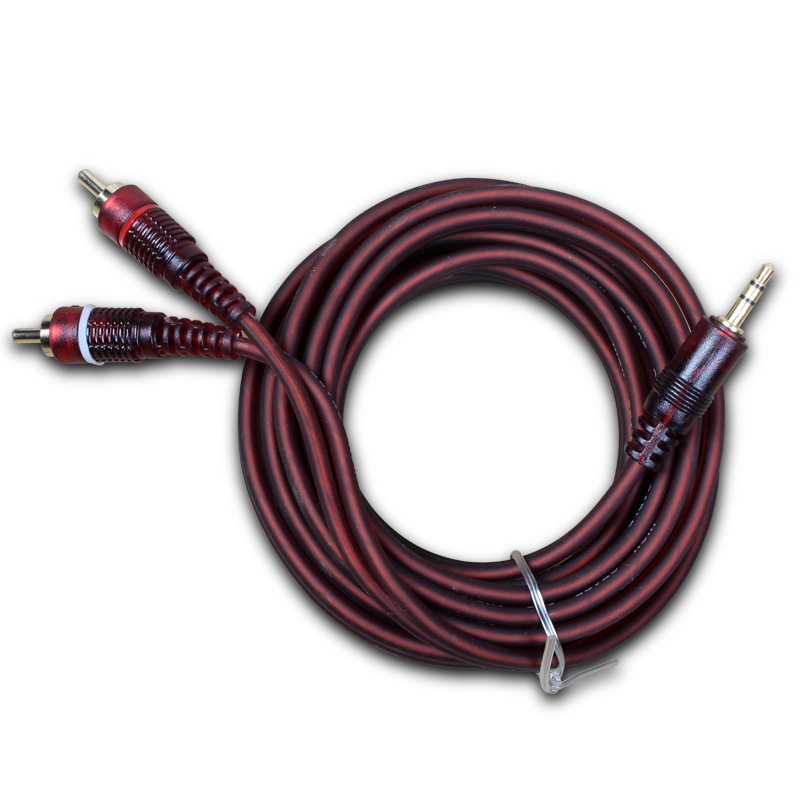 Аудио кабел 3,5 мм към два RCA мъжки за компютърни колонки