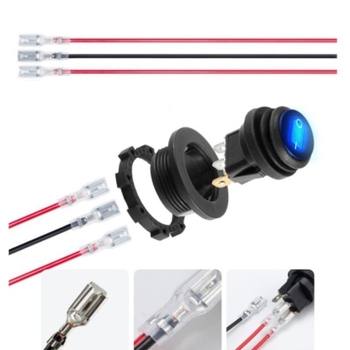 Три в едно панелен превключвател с кабелен комплект, водоустойчив морски тип, 3-пинов, LED индикатор, 12V/24V