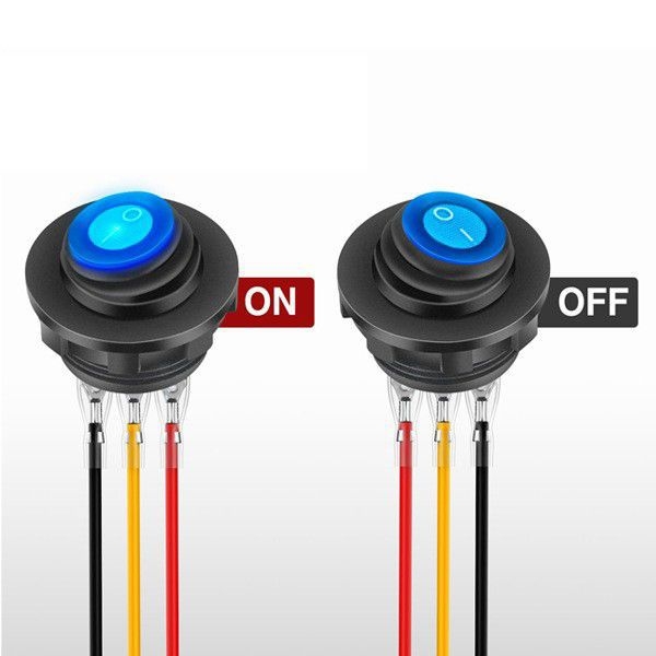 Три в едно панелен превключвател с кабелен комплект, водоустойчив морски тип, 3-пинов, LED индикатор, 12V/24V