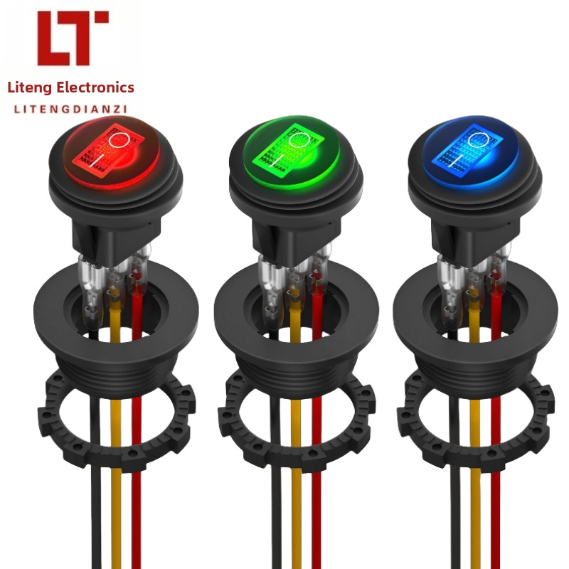 Три в едно панелен превключвател с кабелен комплект, водоустойчив морски тип, 3-пинов, LED индикатор, 12V/24V