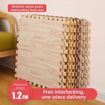 Πατάκι EVA από αφρό για μωρά, υφή ξύλου, τετράγωνο σχήμα, ριγέ μοτίβο, κατάλληλο για σαλόνι, υπνοδωμάτιο, μελέτη, είσοδο, μπαλκόνι· καθαρίζεται με ηλεκτρική σκούπα