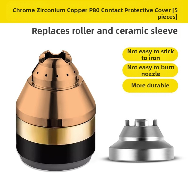 P80 zaštitni omotač mlaznice plazma rezanja; bakrena glava plamenika; zaštita kontaktnog rezanja; dodaci; The First Force marka, standardni tip, standardni zavarni napon struje, standardna duljina