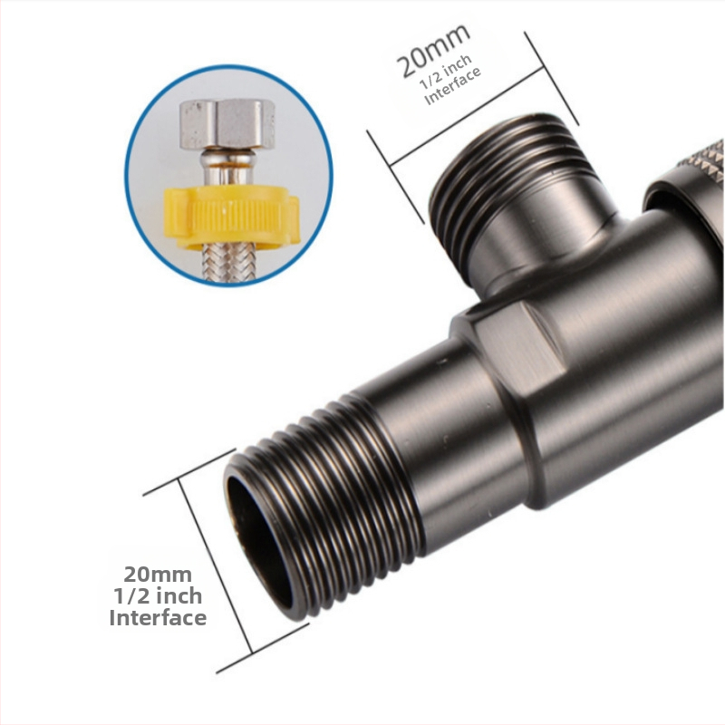 Ъглов клапан от неръждаема стомана с меден сърцевинен механизъм, модел 111, вградена инсталация, за баня, водогрейник и тоалетна